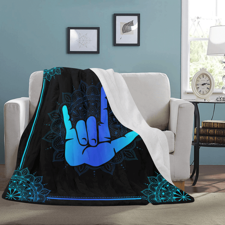 Sign Language Namaste Printed Fleece Blanket