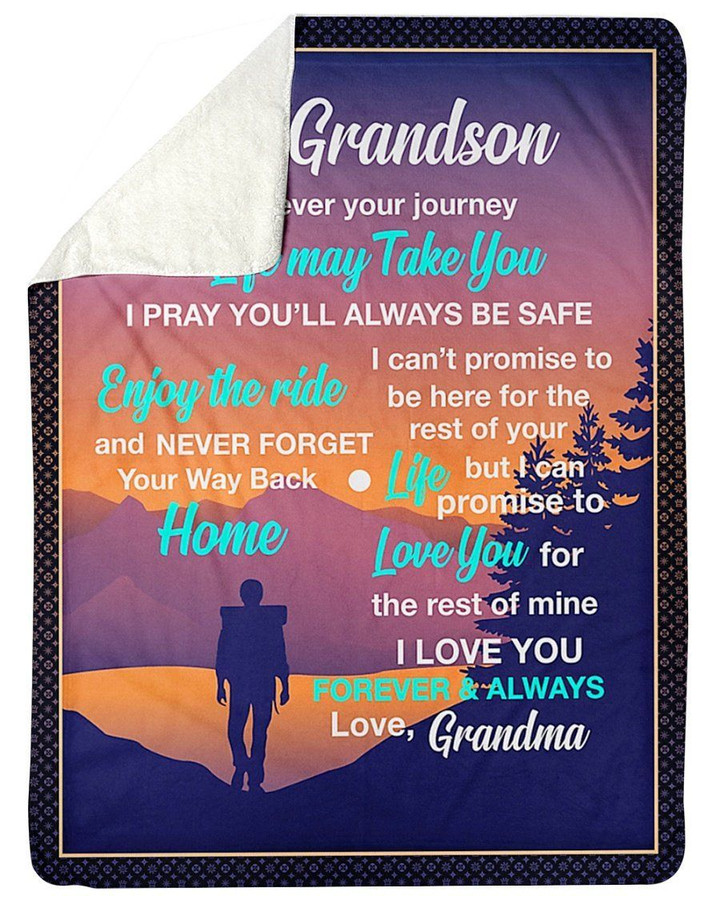 You'll Always Be Safe Grandam To Grandson Fleece Blanket Sherpa Blanket