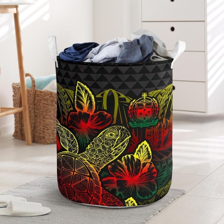 Polynesian Turtle Hibiscus Reggae Printed Laundry Basket