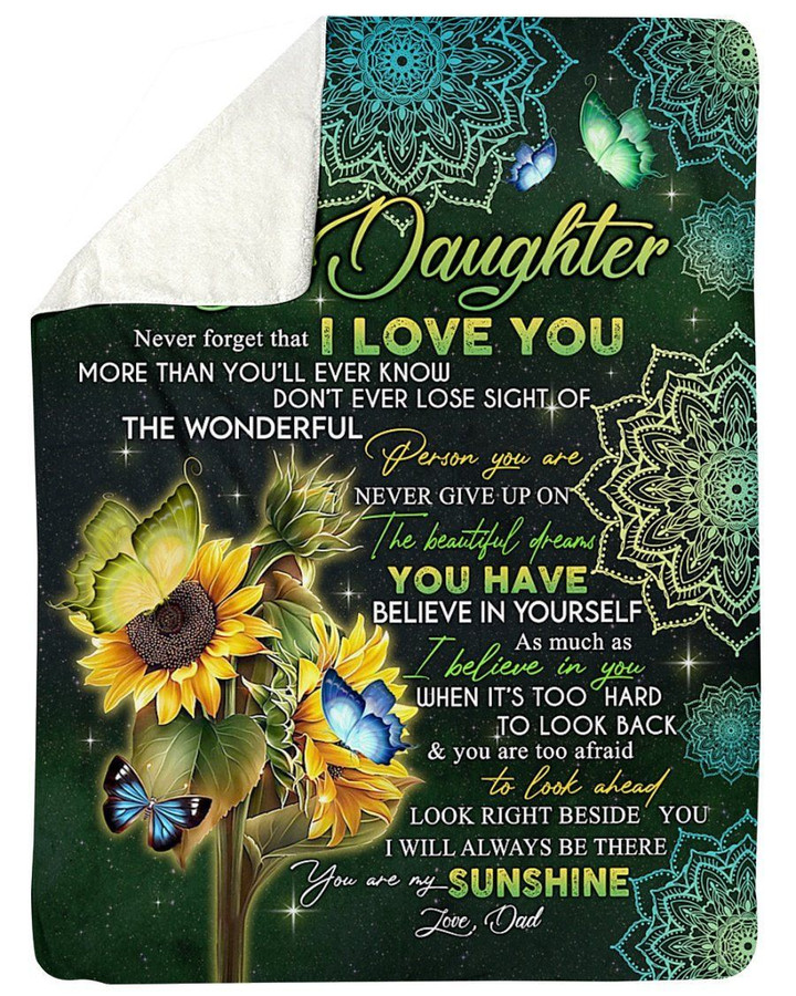 Gift For Daughter Look Right Beside You I'll Always Be There Fleece Blanket Sherpa Blanket