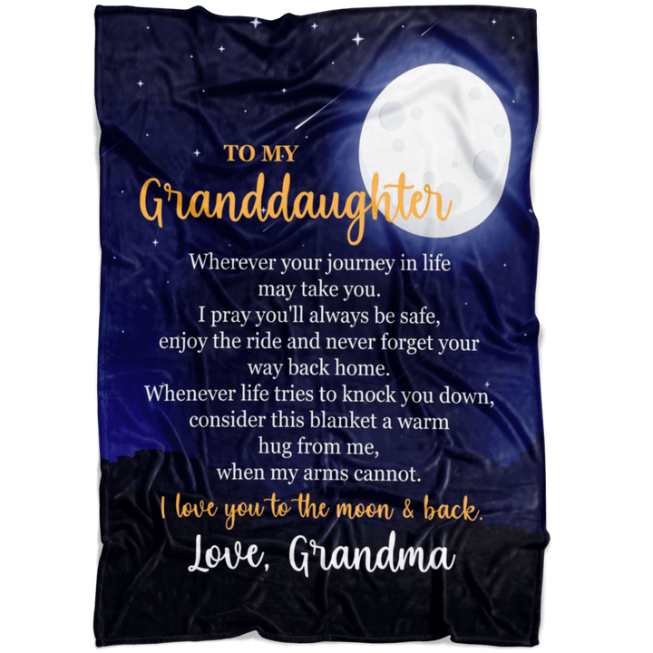 For My Granddaughter Love You To The Moon And Back Fleece Blanket
