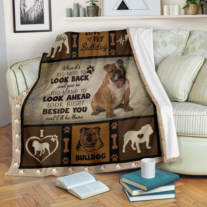 When It's Too Hard To Look Back English Bulldog Dog Fleece Blanket