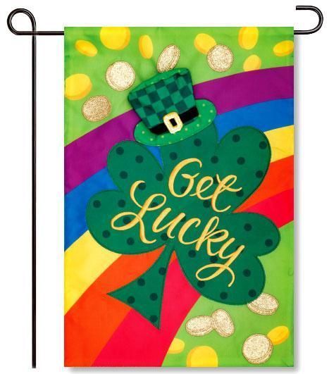 Get Lucky Rainbow Clover Happy St. Patrick's Day Garden Flag