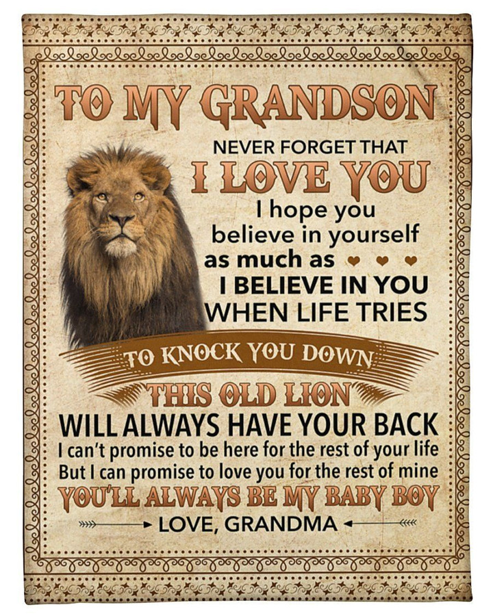 Lion Grandma To Grandson Never Forget I Love U Fleece Blanket Fleece Blanket