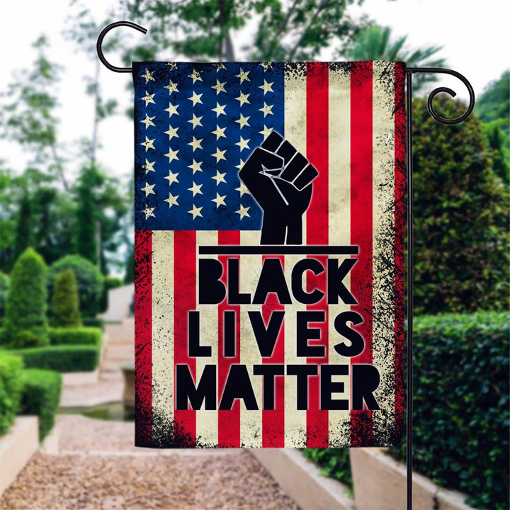 Custom Name Us Flag Black Lives Matter Printed Garden Flag
