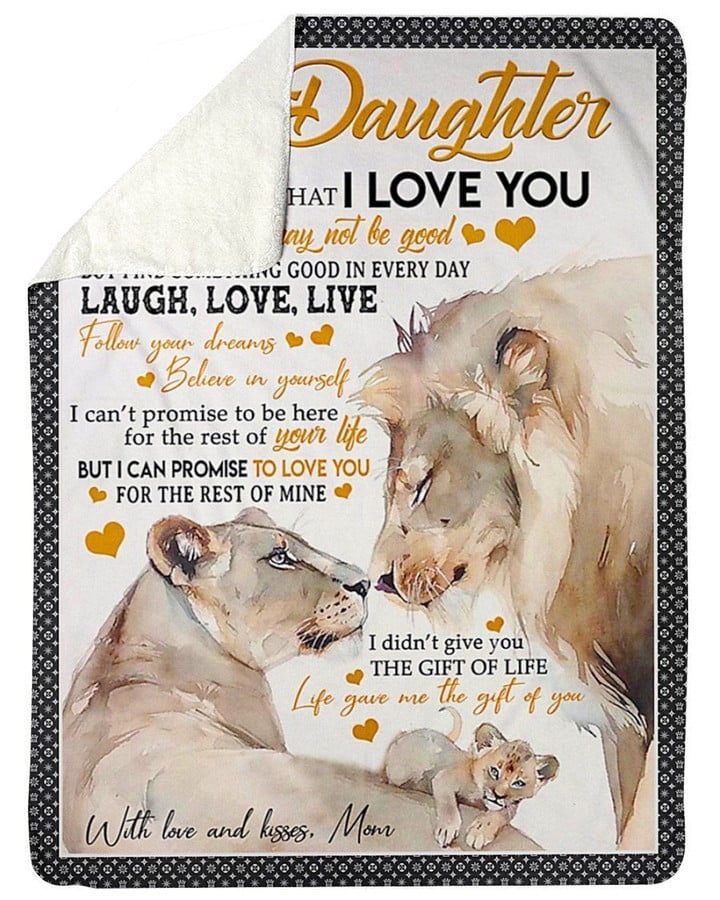 Laugh Love Live Lion Family To My Daughter Fleece Blanket Sherpa Blanket
