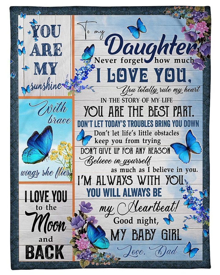 Great Gift For Daughter You'll Always Be My Heartbeat Fleece Blanket Fleece Blanket