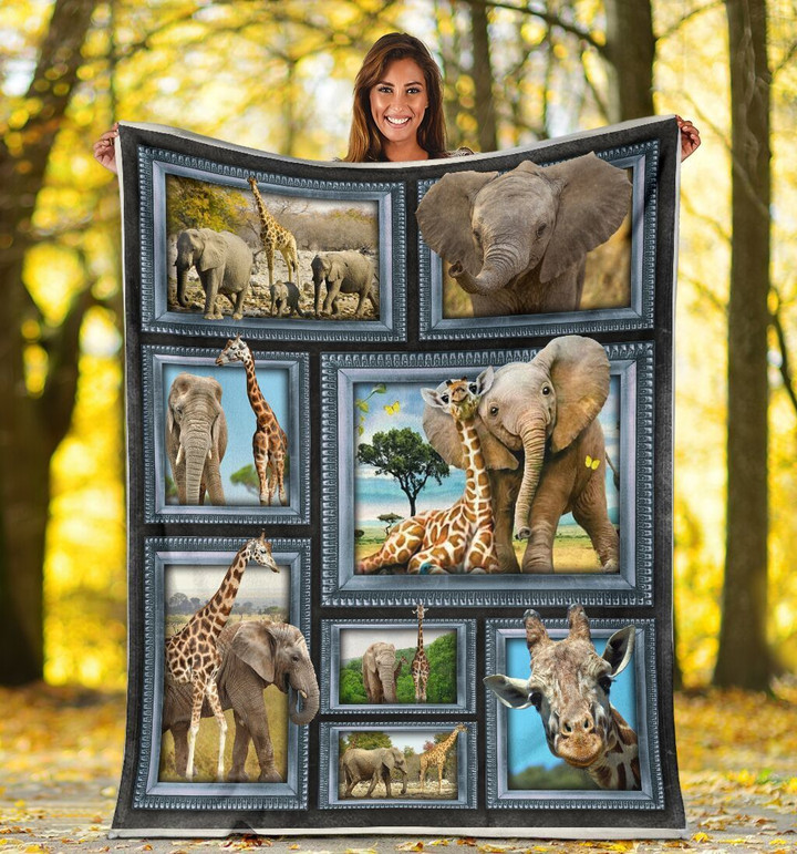 3d Elephant Giraffe African Animals Zoo Keeper Fleece Blanket
