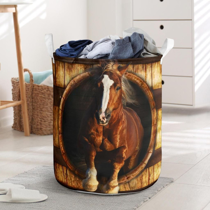 Horse Wood Pattern 3d Laundry Basket Galloping Horse All Over Print Laundry Basket Mom Gifts