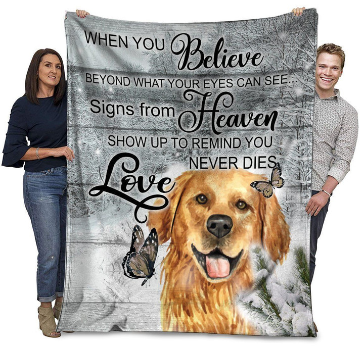 Golden Retriever Dog When You Believe Beyond What Your Eyes Can See Fleece Blanket