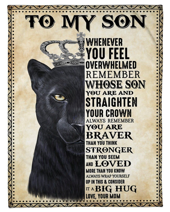 Lion Panther My Dear Son Loved More Than You Know Fleece Blanket Fleece Blanket