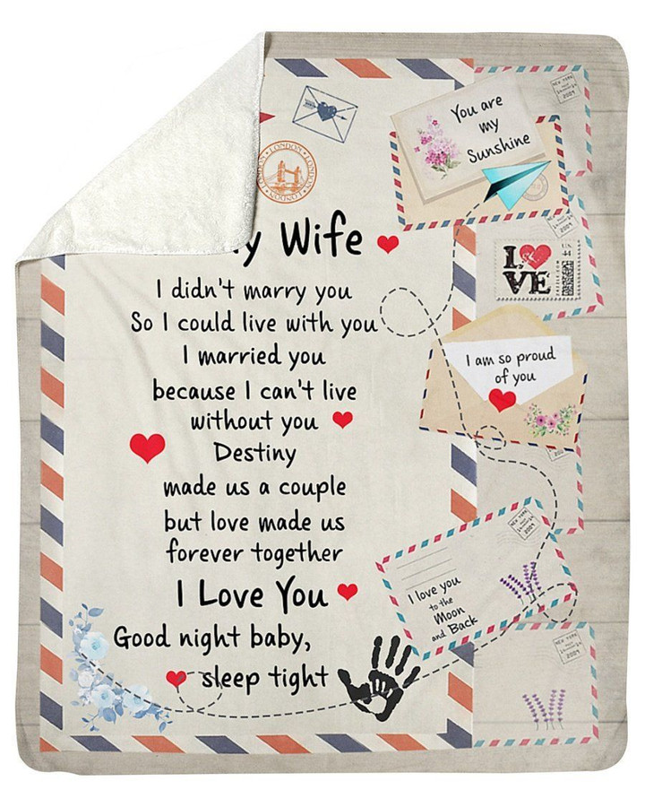 To My Wife Love Made Us Forever Together Air Mail Envelop Fleece Blanket Sherpa Blanket