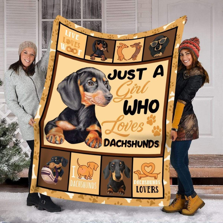 Girl Who Loves Dachshund Fleece Blanket Gift For Dog Lovers