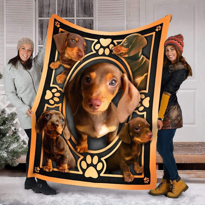 Brown And Black Chocolate Dachshund Fleece Blanket Gift For Dog Lovers