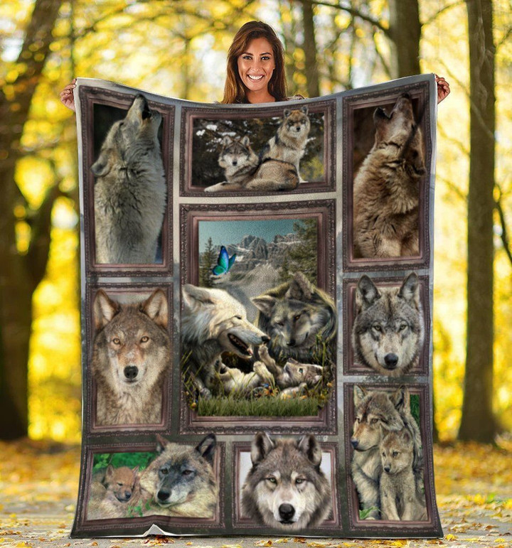3d Grey Wolf Wild Animals Fleece Blanket