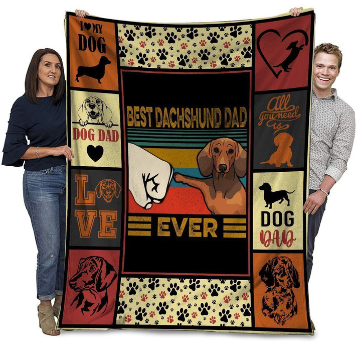 Best Dachshund Dad Ever Dachshund Doxie Weiner Dog Gift For Dad Fleece Blanket