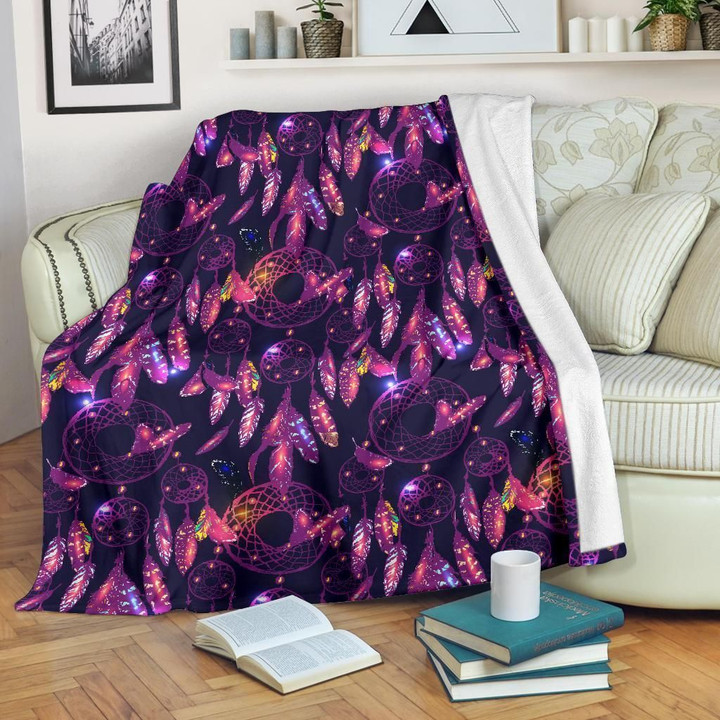 Dream Catcher Neon Purple Fleece Blanket