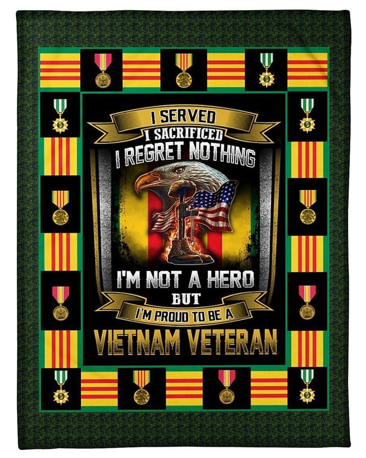 I'm Not A Hero But I'm Proud To Be A Vietnam Veteran Gifts Fleece Blanket