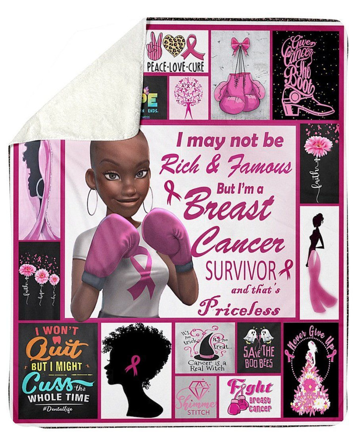 Breast Cancer Month I'm A Breast Cancer Survivor Fleece Blanket Sherpa Blanket