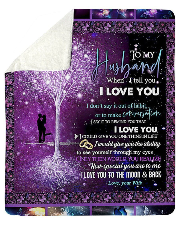 I Love You To The Moon And Back Great Gift From Wife To Husband Fleece Blanket