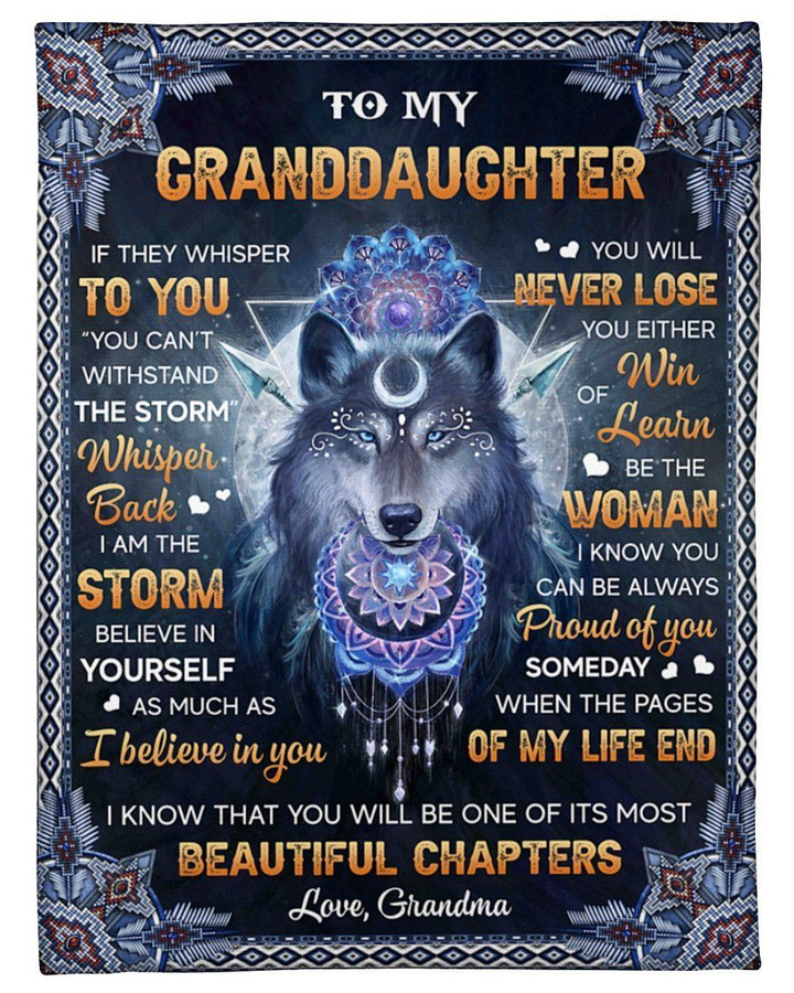 Wolf To Granddaughter You Will Never Lose Fleece Blanket Fleece Blanket