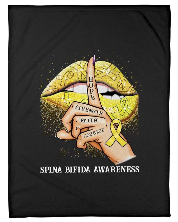 Hope Strength Faith Courage Spina Bifida Awareness Fleece Blanket