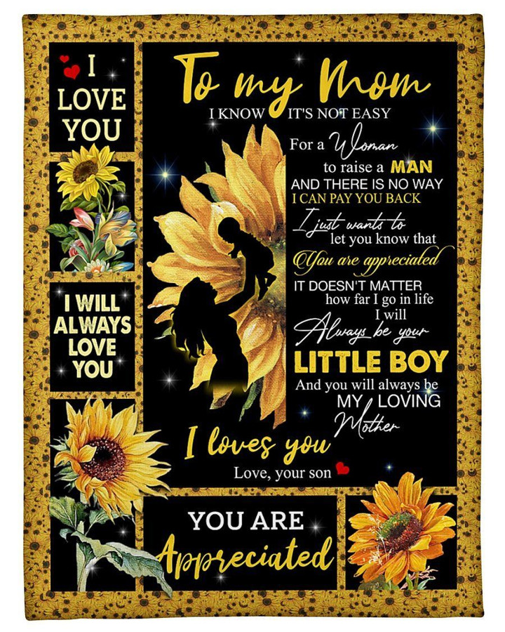 Sunflower Son To Mom Fleece Blanket Love You Forever Fleece Blanket