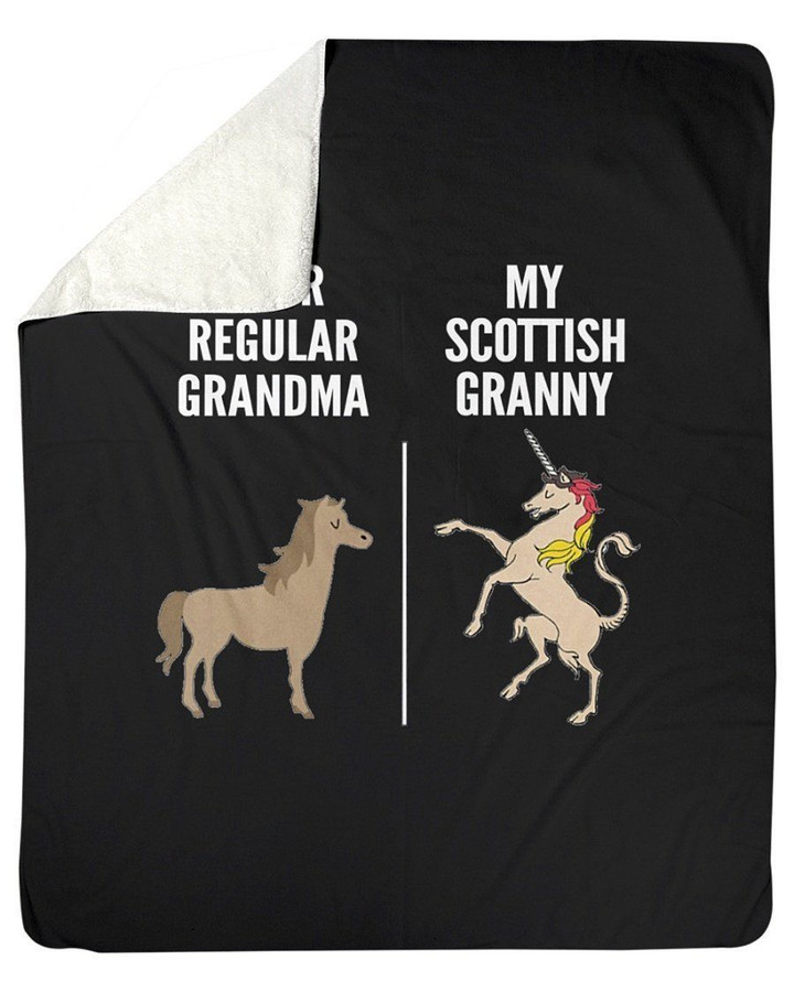 Vintage Funny Your Regular Grandma My Scottish Grannny Gift For Horse Lovers Fleece Blanket