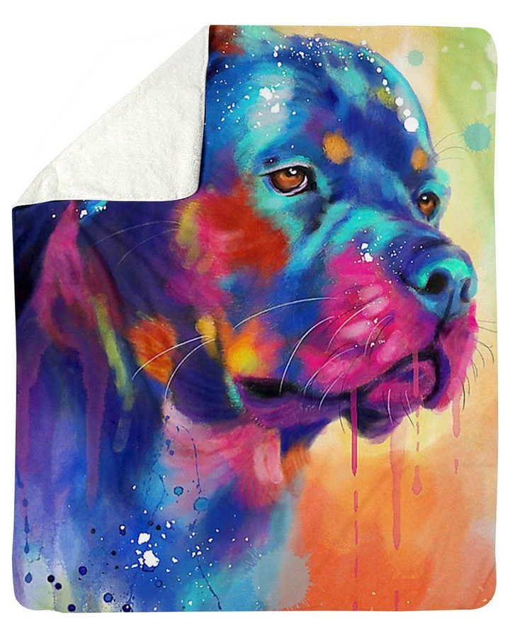 Rottweiler Water Color Giving Dog Lovers Fleece Blanket Sherpa Blanket