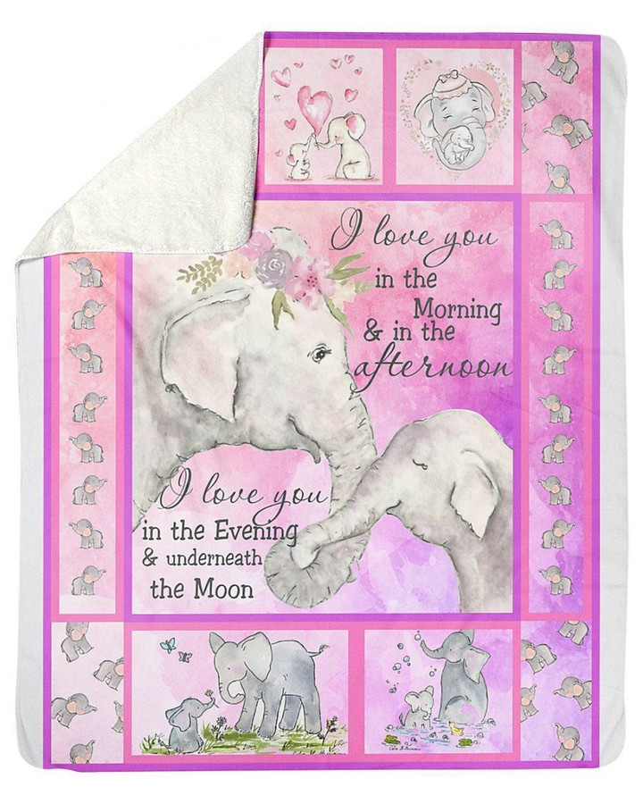 I Love You Underneath The Moon Elephants Design Gifts For Lovers Fleece Blanket