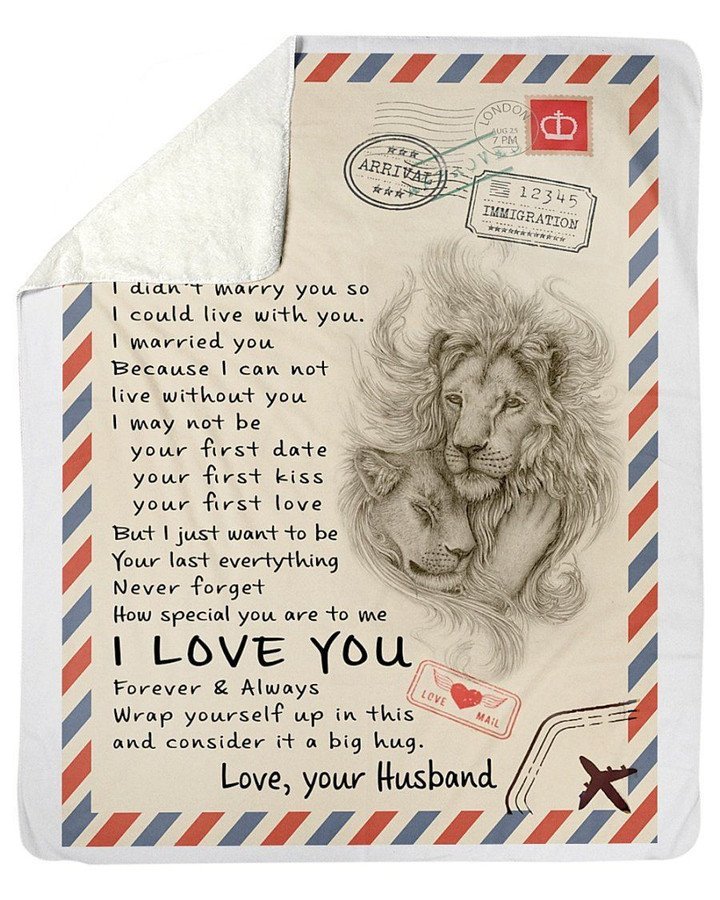 Lion Couple Husband To Wife Love You Always Fleece Blanket Sherpa Blanket
