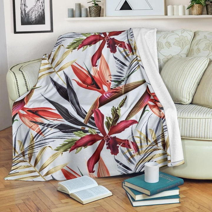 Wild Tropical Flower Pattern Print Design Soft Fleece Blanket