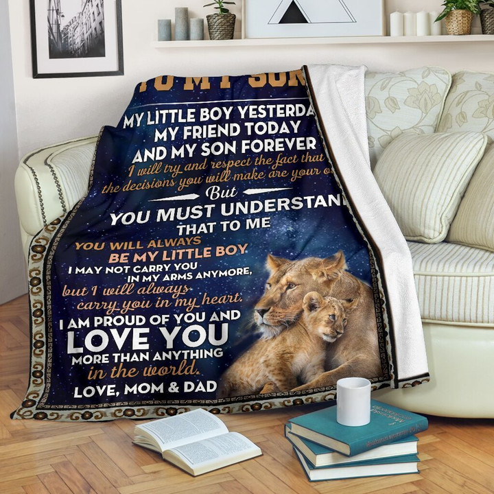 Mom And Dad To Son Love You More Than Anything Fleece Blanket Fleece Blanket
