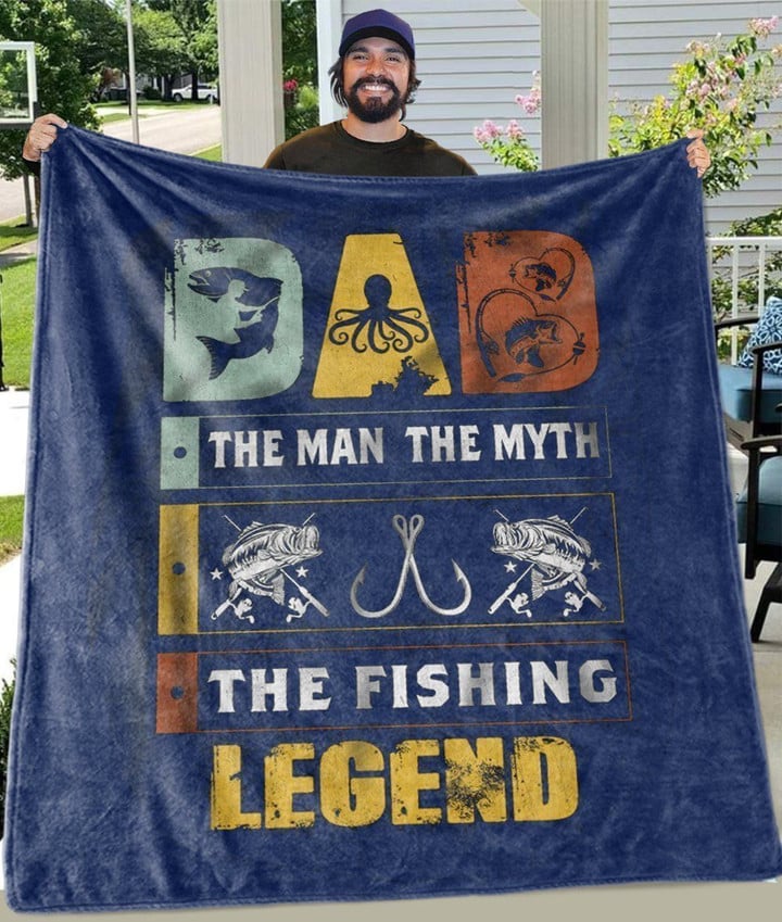 The Fishing Legend Fleece Blanket Gift For Dad