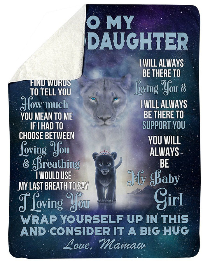 Mamaw To Granddaughter Customized Name Lion Always Be There To Love You Fleece Blanket Sherpa Blanket