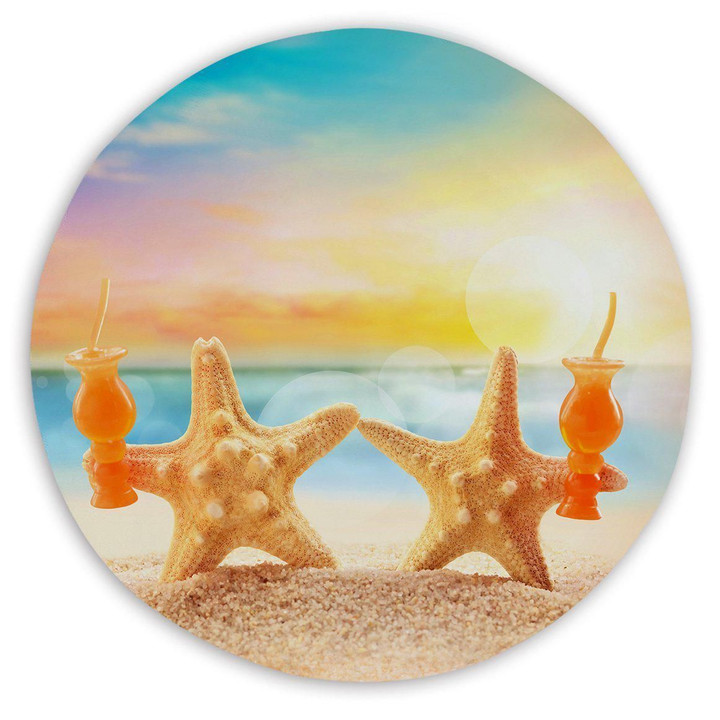 Starfish Friday Vibes Printed Round Beach Towel