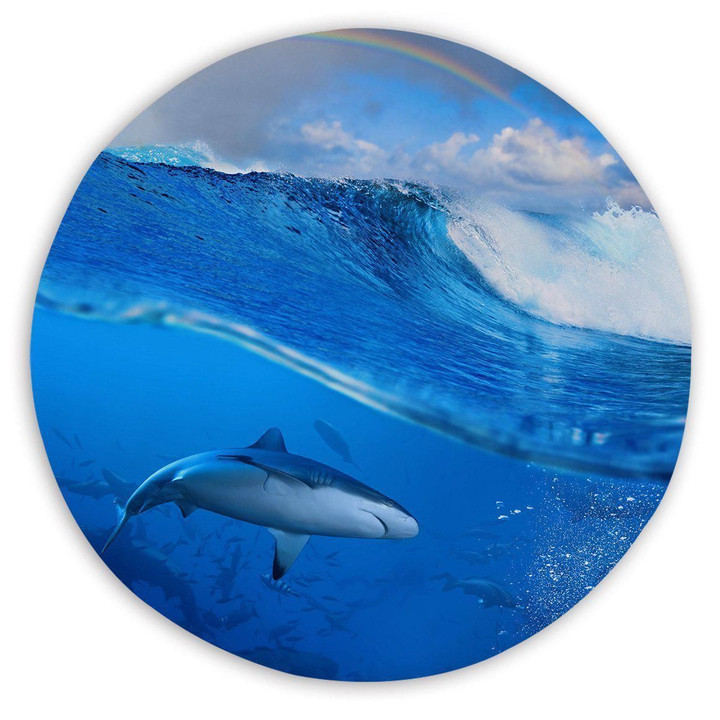 The Sharks Under The Ocean Printed Round Beach Towel
