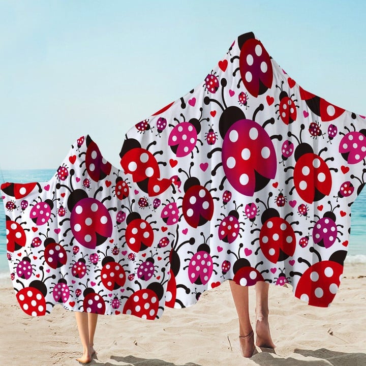 A Loveliness Of Ladybugs Printed Hooded Towel