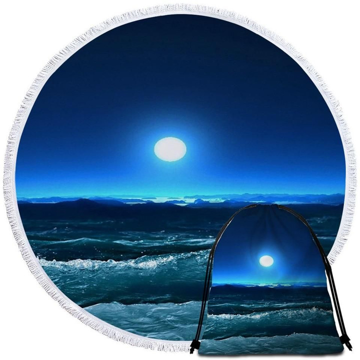 Moonlight Magic Ocean View Printed Round Beach Towel