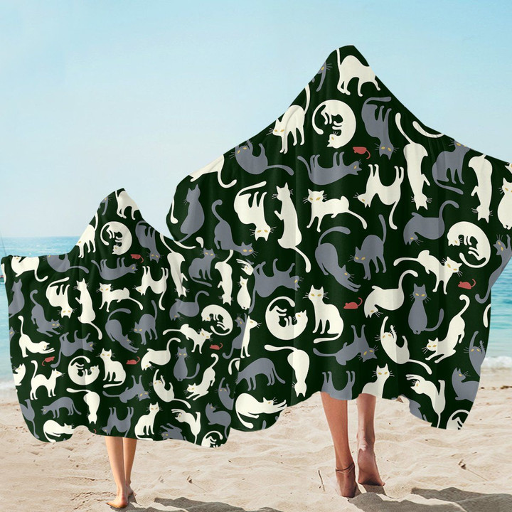 A Cluster Of Cats Printed Hooded Towel