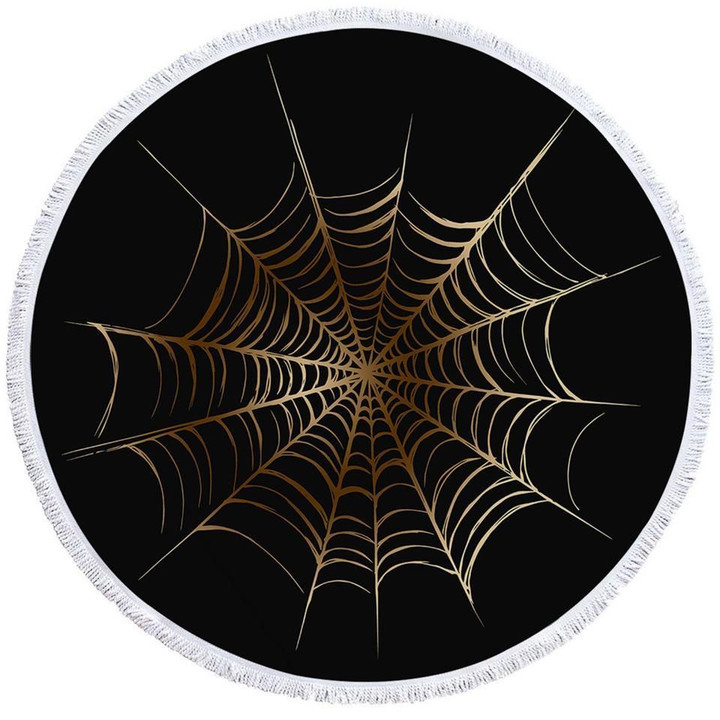 Spider Web Black Printed Round Beach Towel
