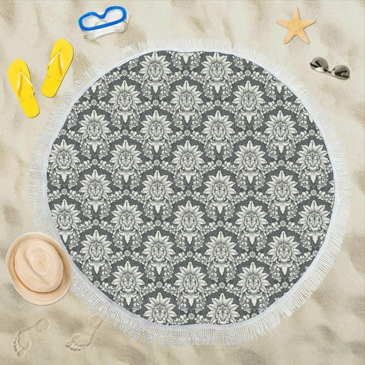 Damask Elegant Printed Pattern Round Beach Towel