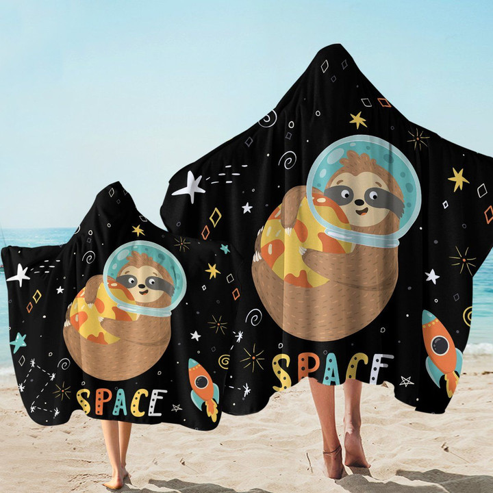 Space Slothtronaut Galaxy Printed Hooded Towel