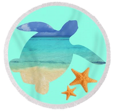 Sea Turtle Bay Printed Round Beach Towel