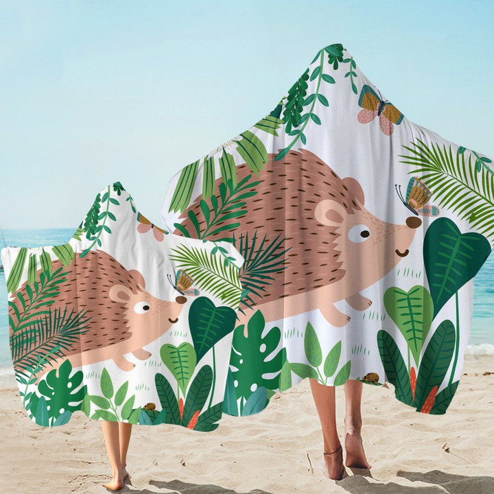 Hedgehog Forest Walk Printed Hooded Towel