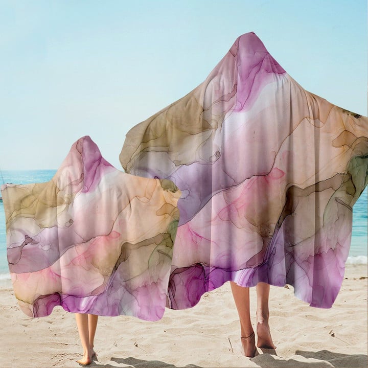 Purple And Pink Tulum Printed Hooded Towel