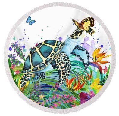 Tortuga Bay Butterfly Printed Round Beach Towel