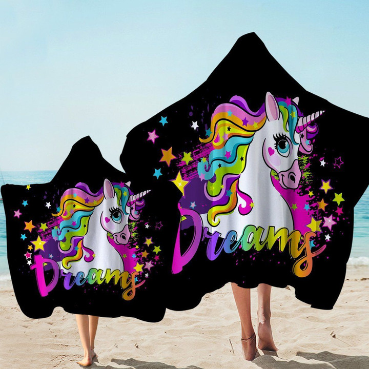 Dreamy Unicorn Magical Printed Hooded Towel