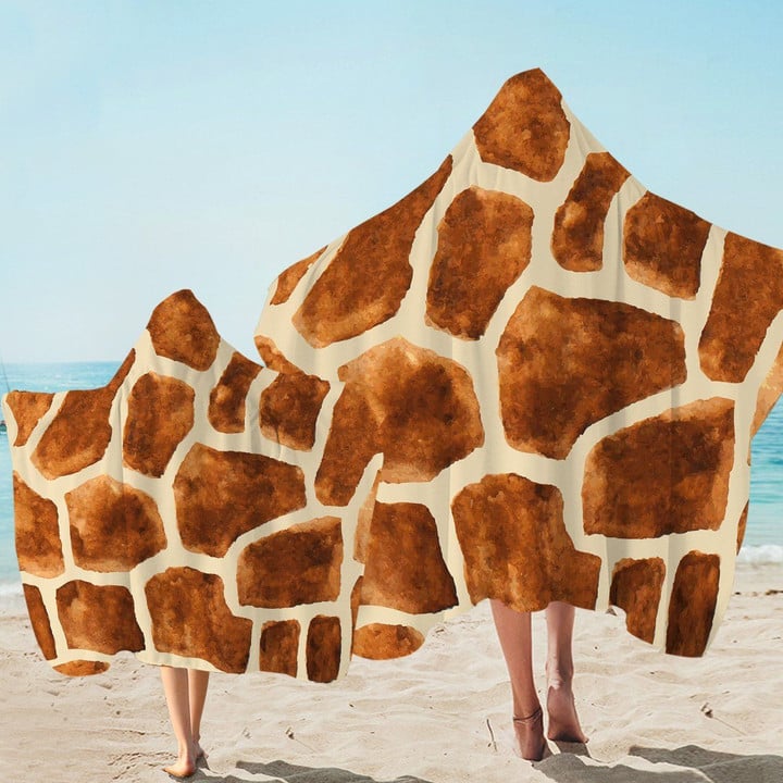 Natural Pattern Of Giraffe Fur Printed Hooded Towel
