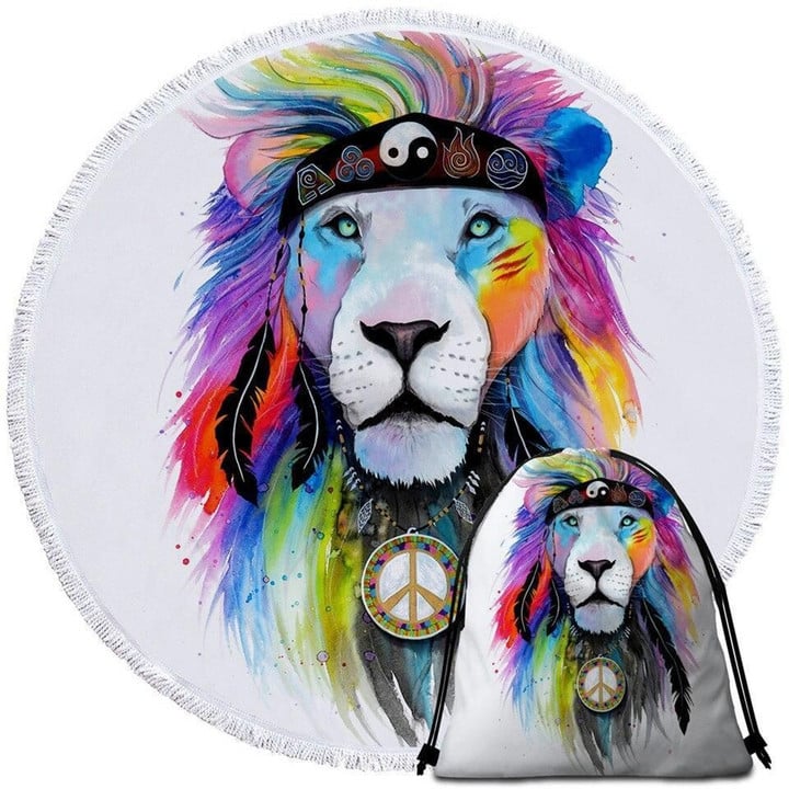 King Of The Peace Printed Round Beach Towel